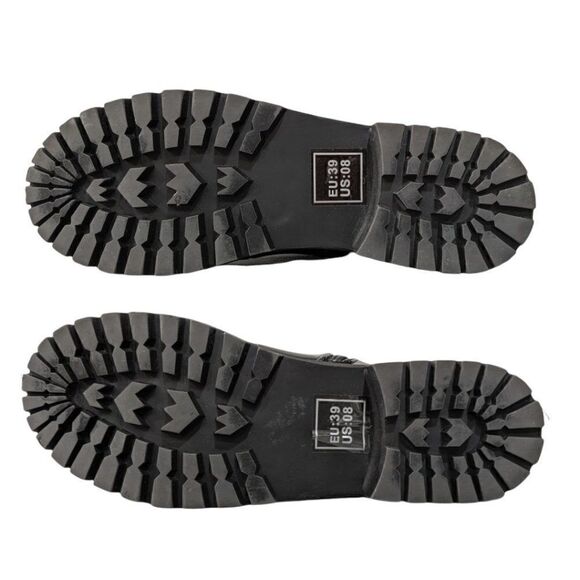 Adika Women's Black Patent Lace up Ankle Boots Side Zip & Ankle Strap Size 8 - Picture 7 of 8